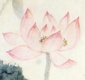 唐云的早期立軸作品《荷花圖》